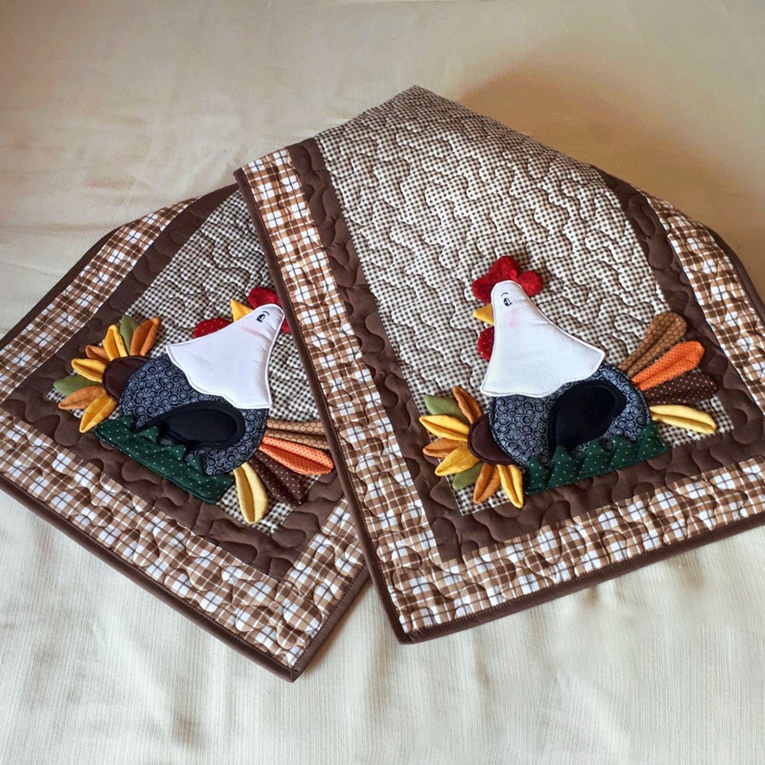 Fall Vibes Chicken Quilted Table Runner NCU0TH529