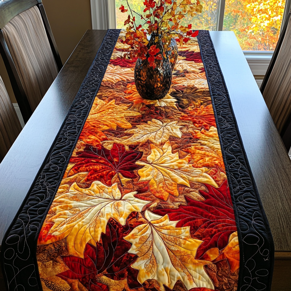 Falling Acorns Quilted Table Runner NCU0DK1313