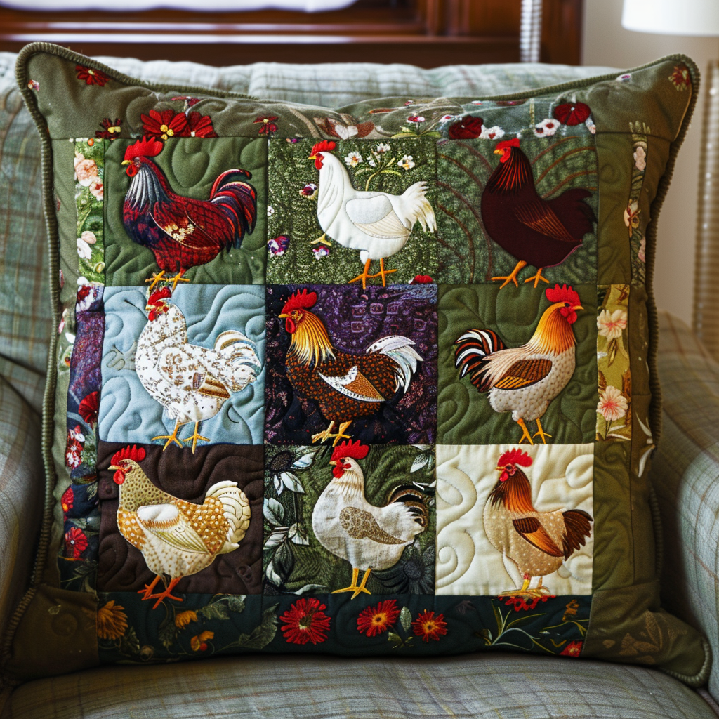 Farm Fresh Chicken Quilted Pillow Case NCU0PT190