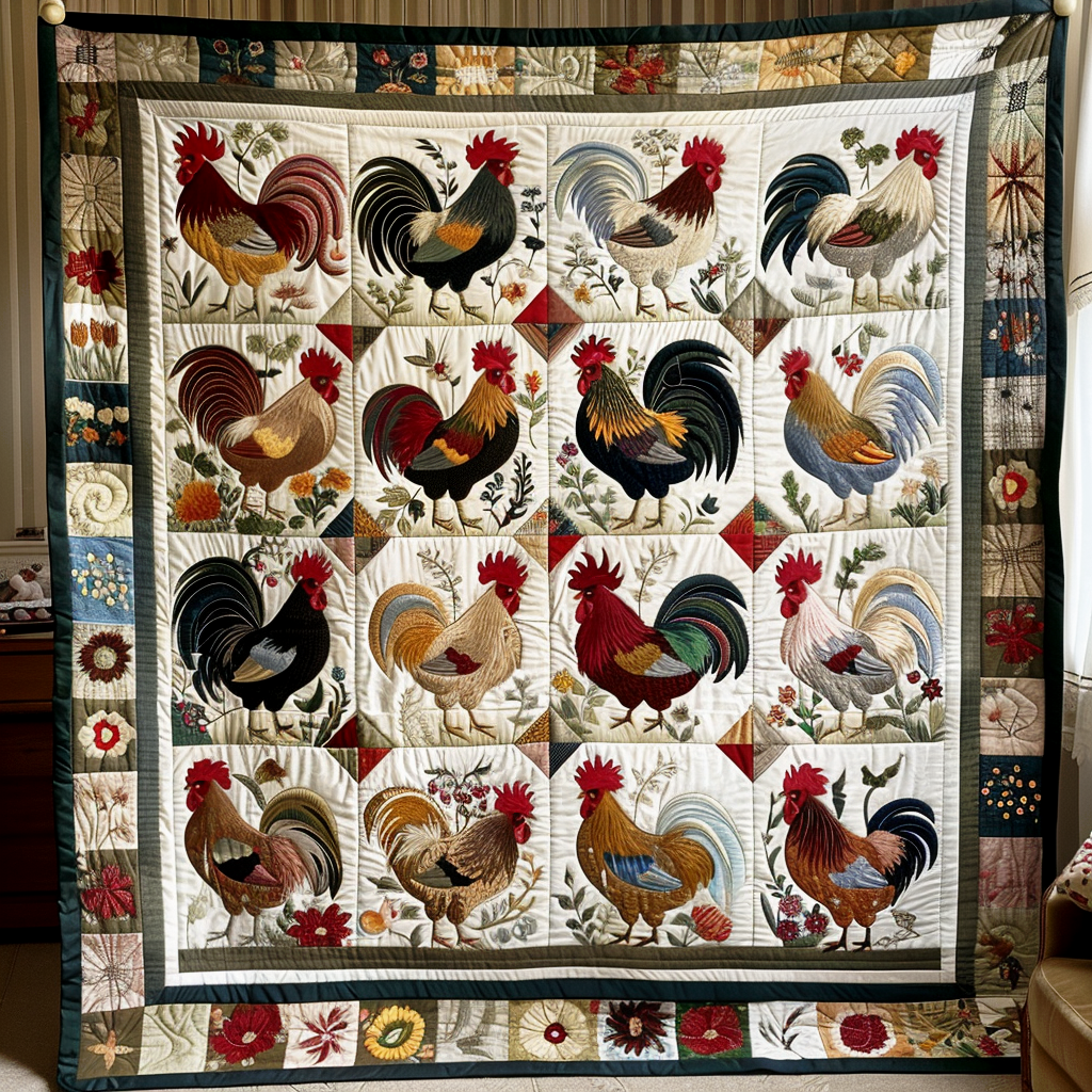 Farmhouse Feathers Quilted Blanket NCU0PT046