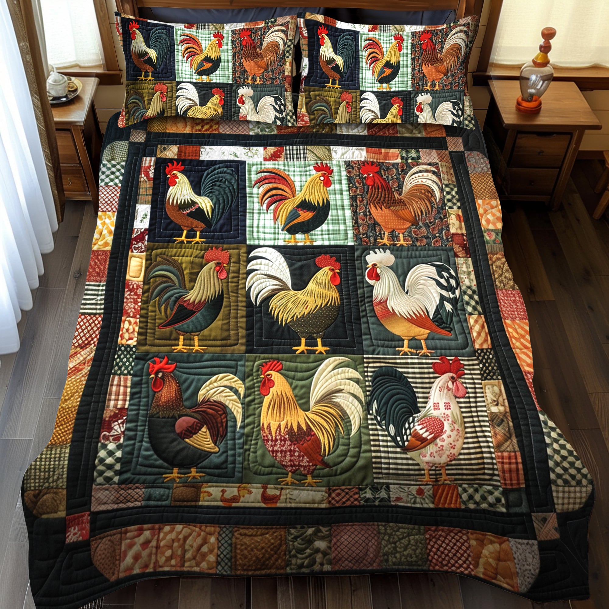 Farmhouse Patchwork 3-Piece Quilted Bedding Set NCU0TH896