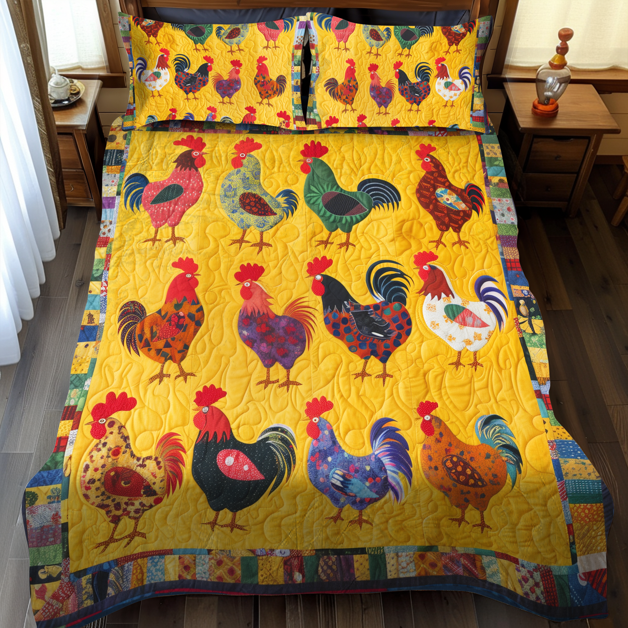 Farmhouse Feathers 3-Piece Quilted Bedding Set NCU0PT052