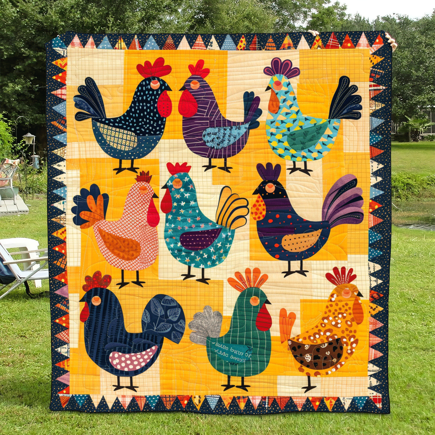 Farmyard Friends Quilted Blanket NCU0TH961