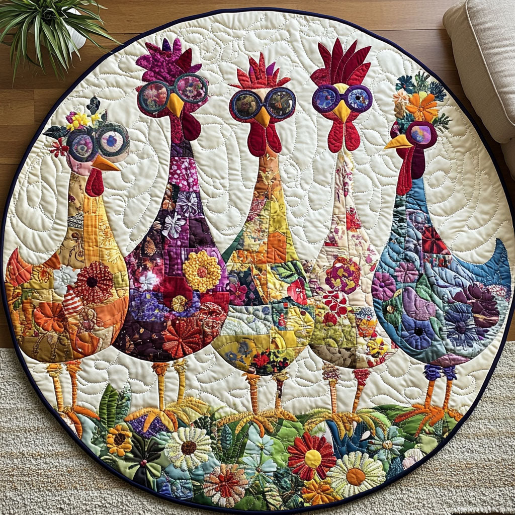 Feathered Frolic Quilted Round Mat NCU0PT962