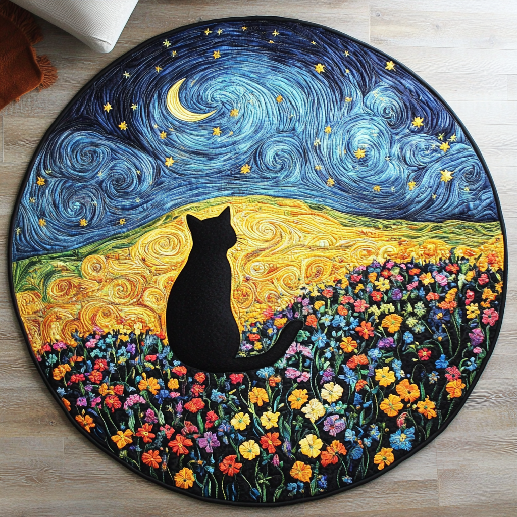 Feline Dreamland Quilted Round Mat NCU0PD913