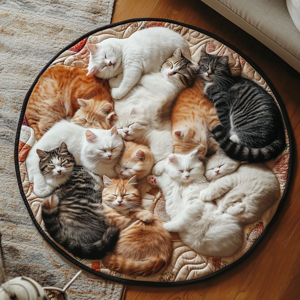 Feline Whimsy Circle Quilted Round Mat NCU0PT1066