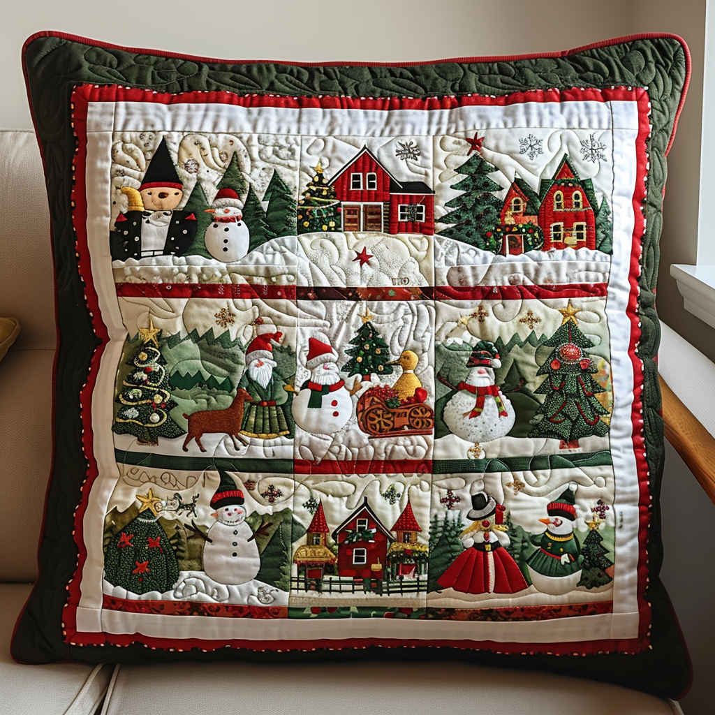 Festive Village Quilted Pillow Case NCU0NT089