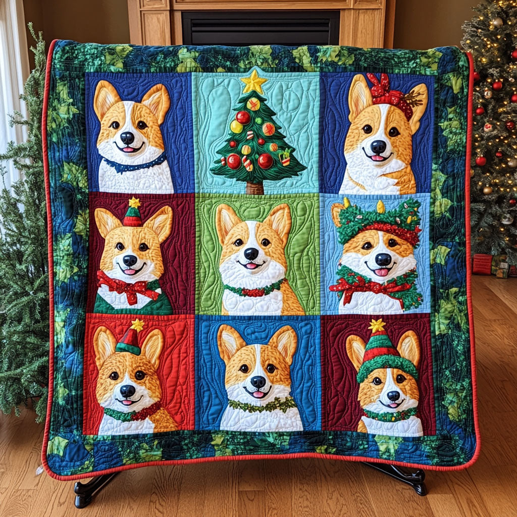 Festive Corgi Companions Quilted Blanket NCU0PT1462