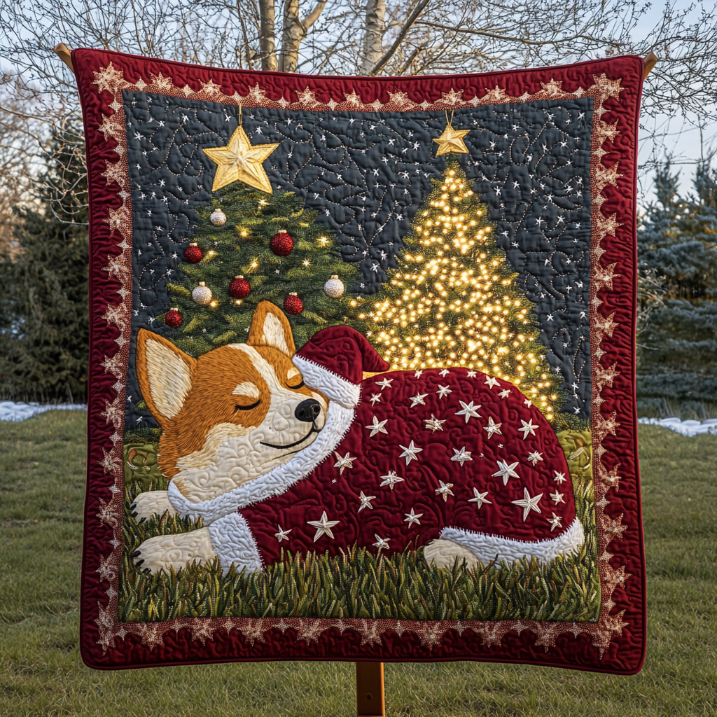 Festive Corgi Dreams Quilted Blanket NCU0DK1571