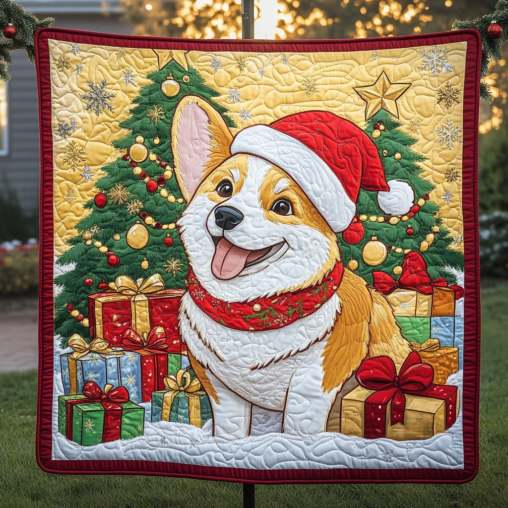 Festive Corgi Joy Quilted Blanket NCU0DK1575