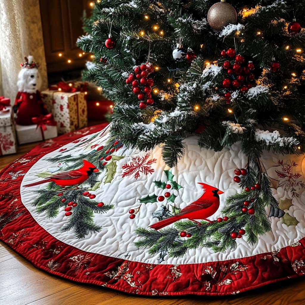 Festive Foliage Christmas Quilted Tree Skirt NCU0NT1322