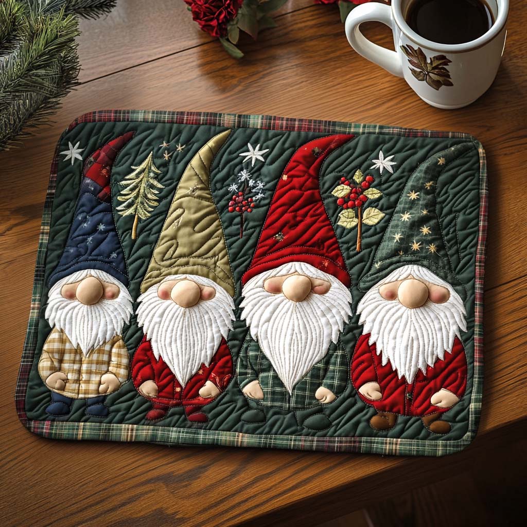 Festive Gnomes Quilted Placemat NCU0NT814