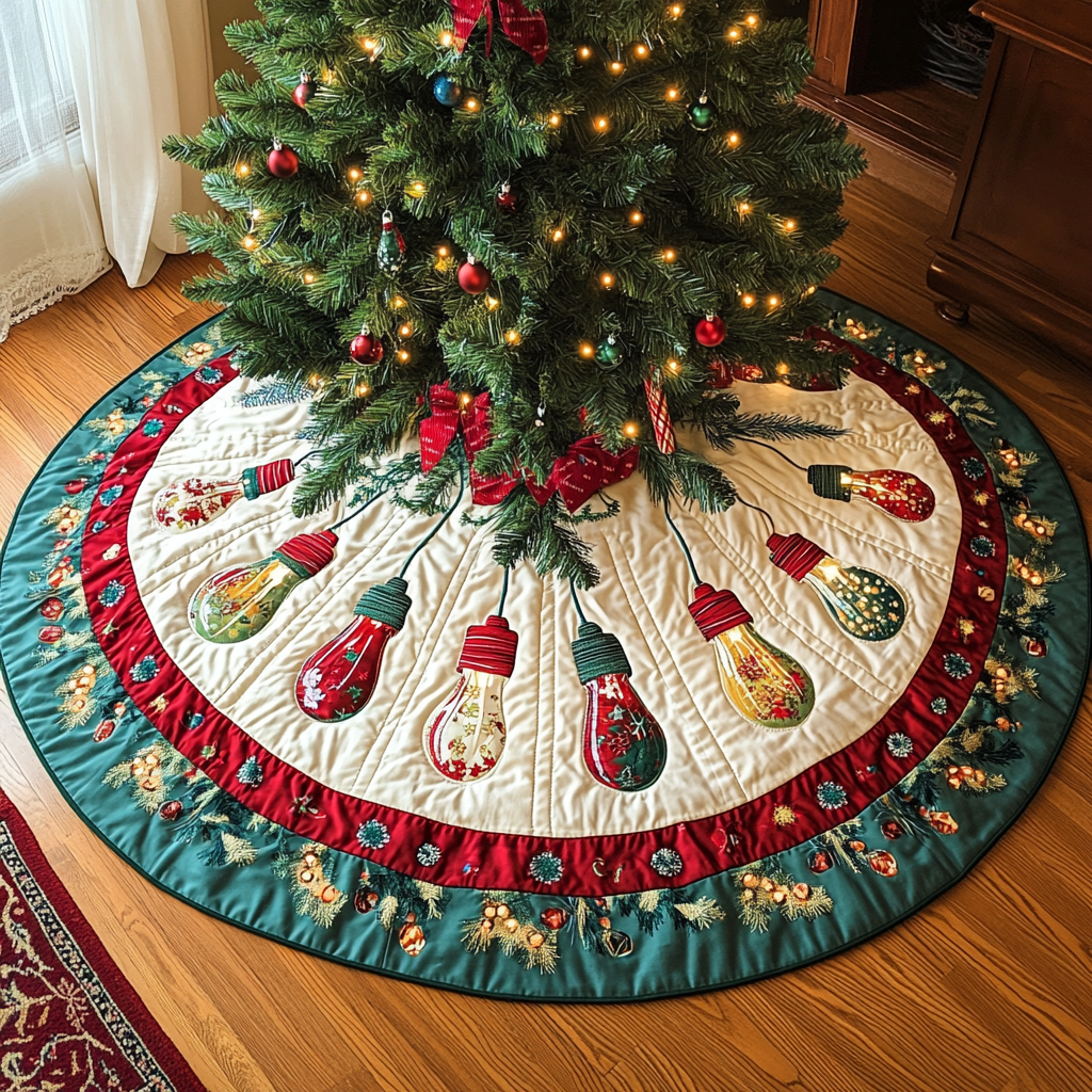 Festive Lights Radiance Christmas Quilted Tree Skirt NCU0DK1374