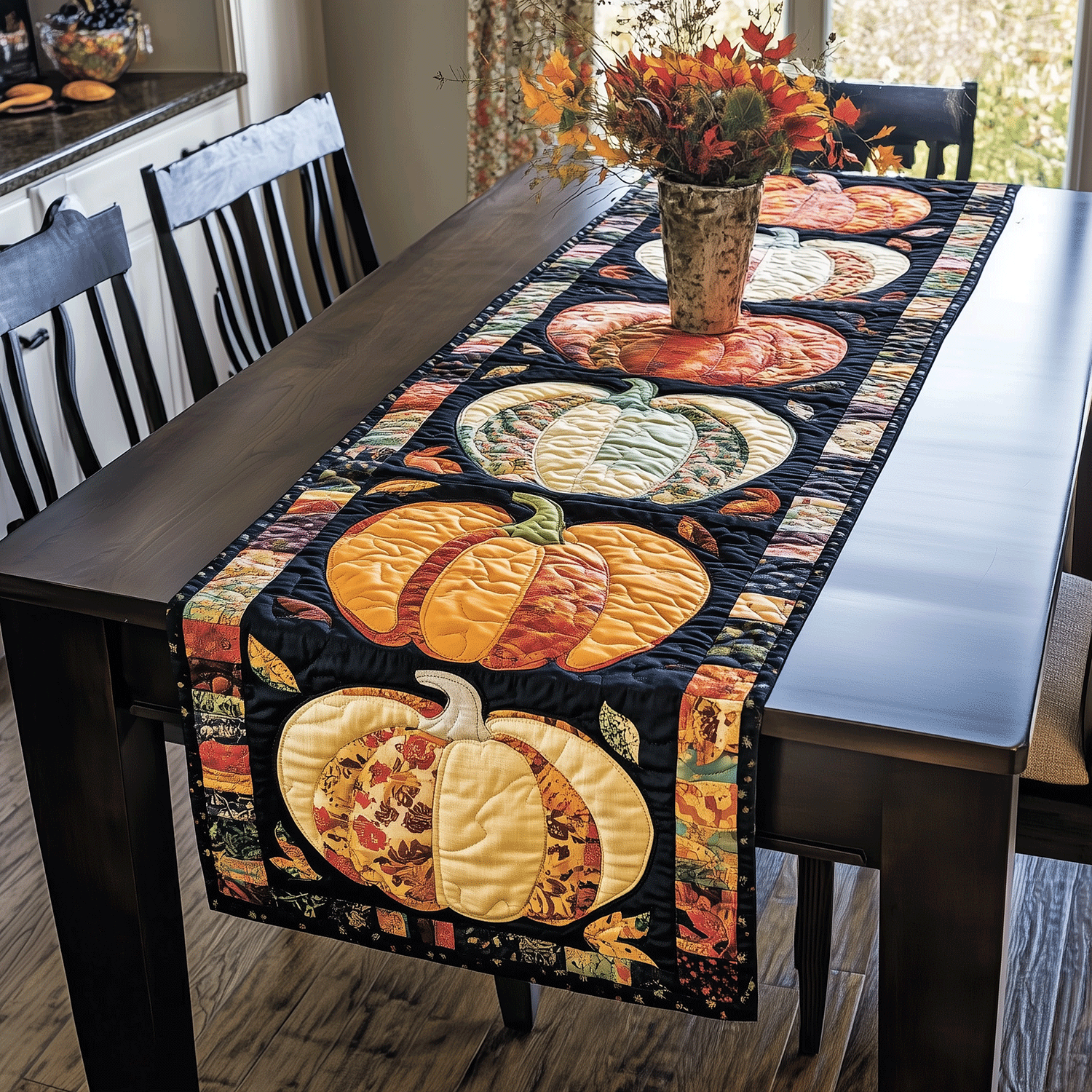 Festive Pumpkin Quilted Table Runner NCU0TH1726