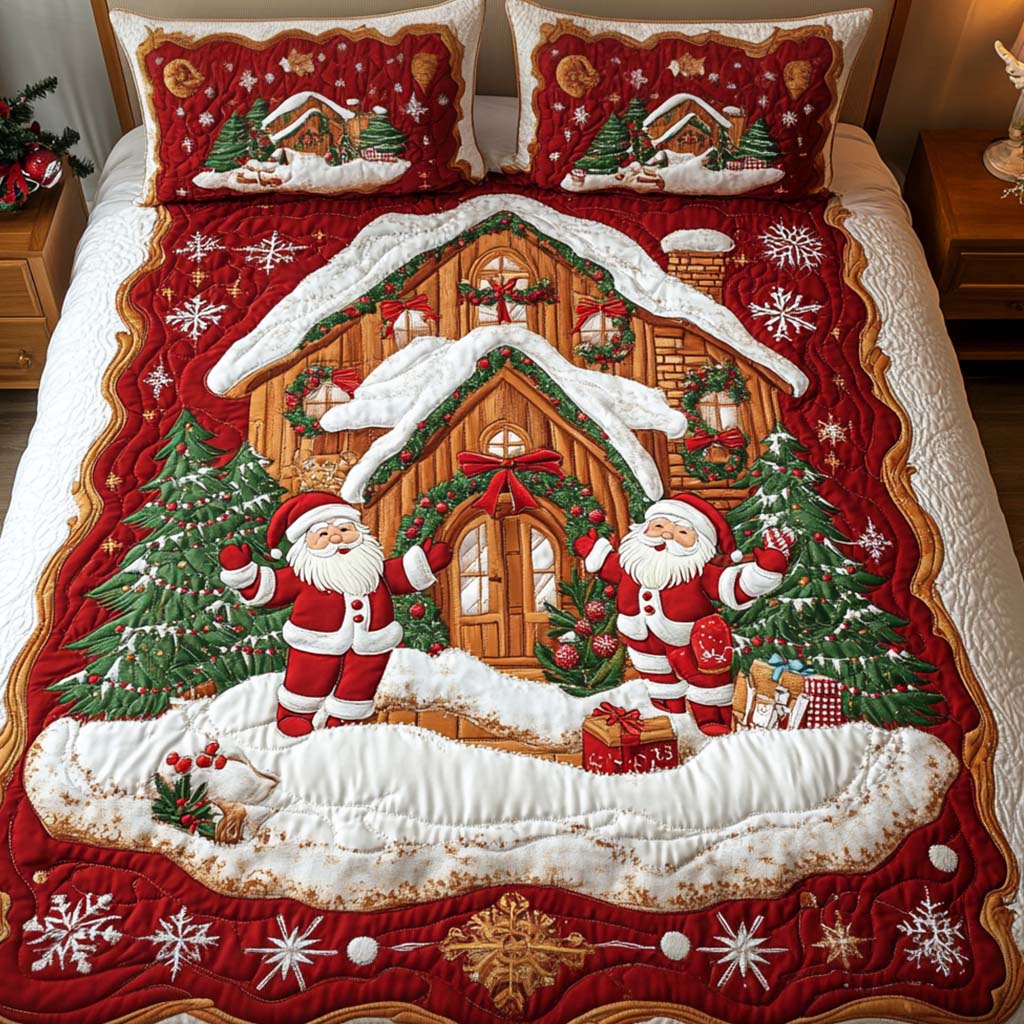 Festive Santa Magic 3-Piece Quilted Bedding Set NCU0NT1879