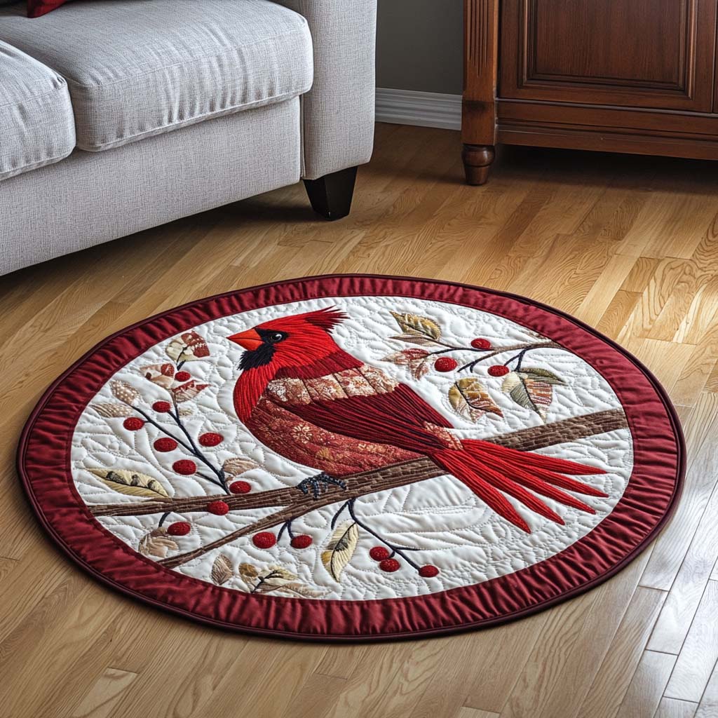 Festive Scarlet Circle Quilted Round Mat NCU0NT1398