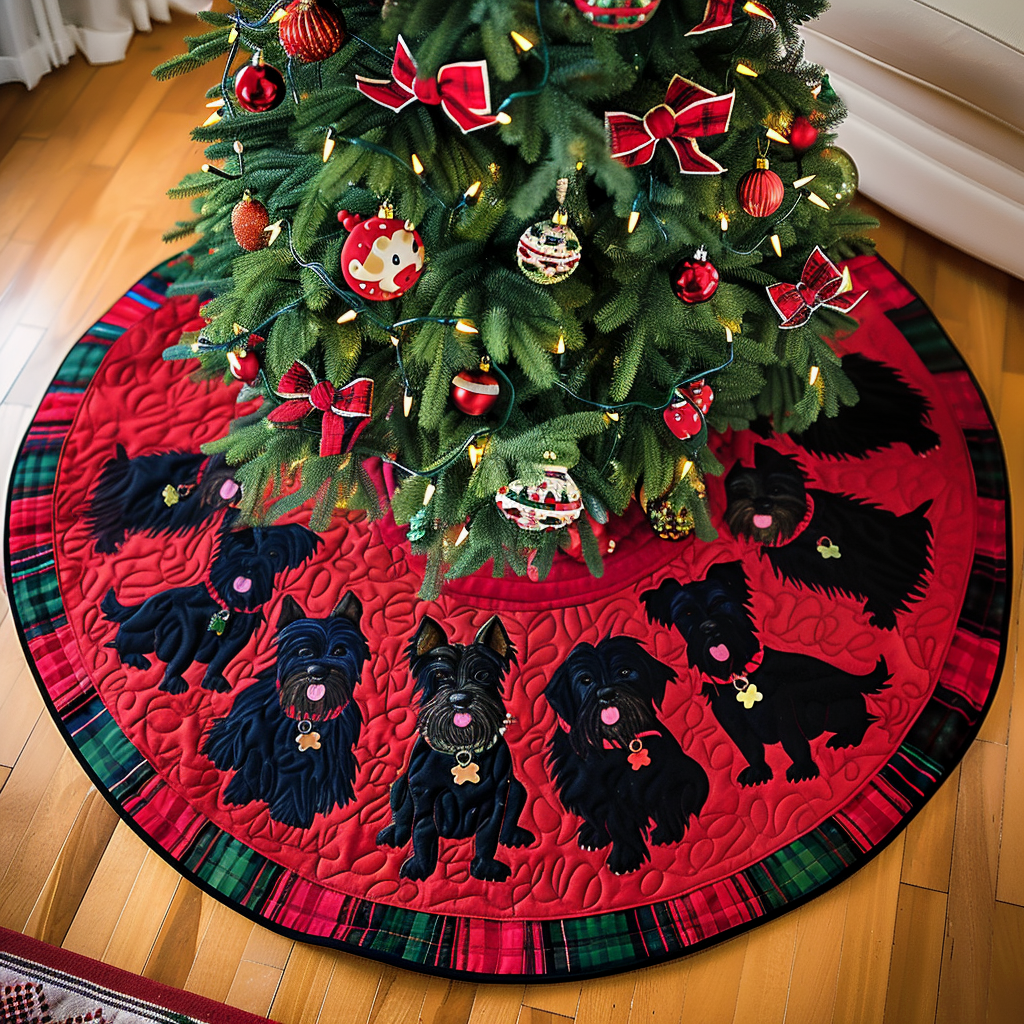 Festive Scottie Joy Christmas Quilted Tree Skirt NCU0DV1380