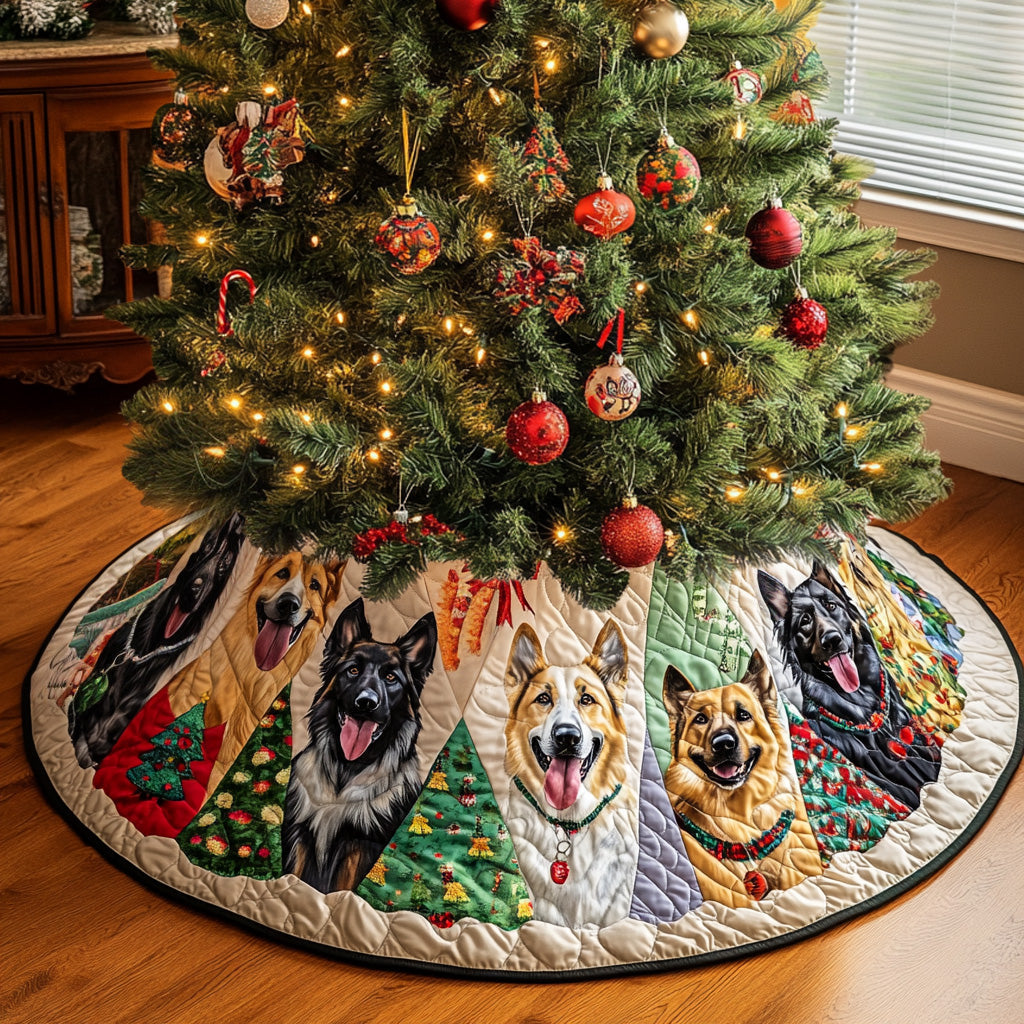 Festive Shepherd Charm Quilted Christmas Tree Skirt NCU0PT1514