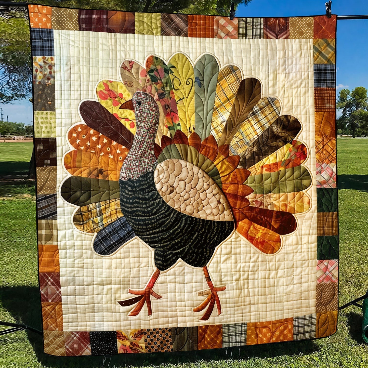 Festive Turkey Quilted Blanket NCU0TH1094