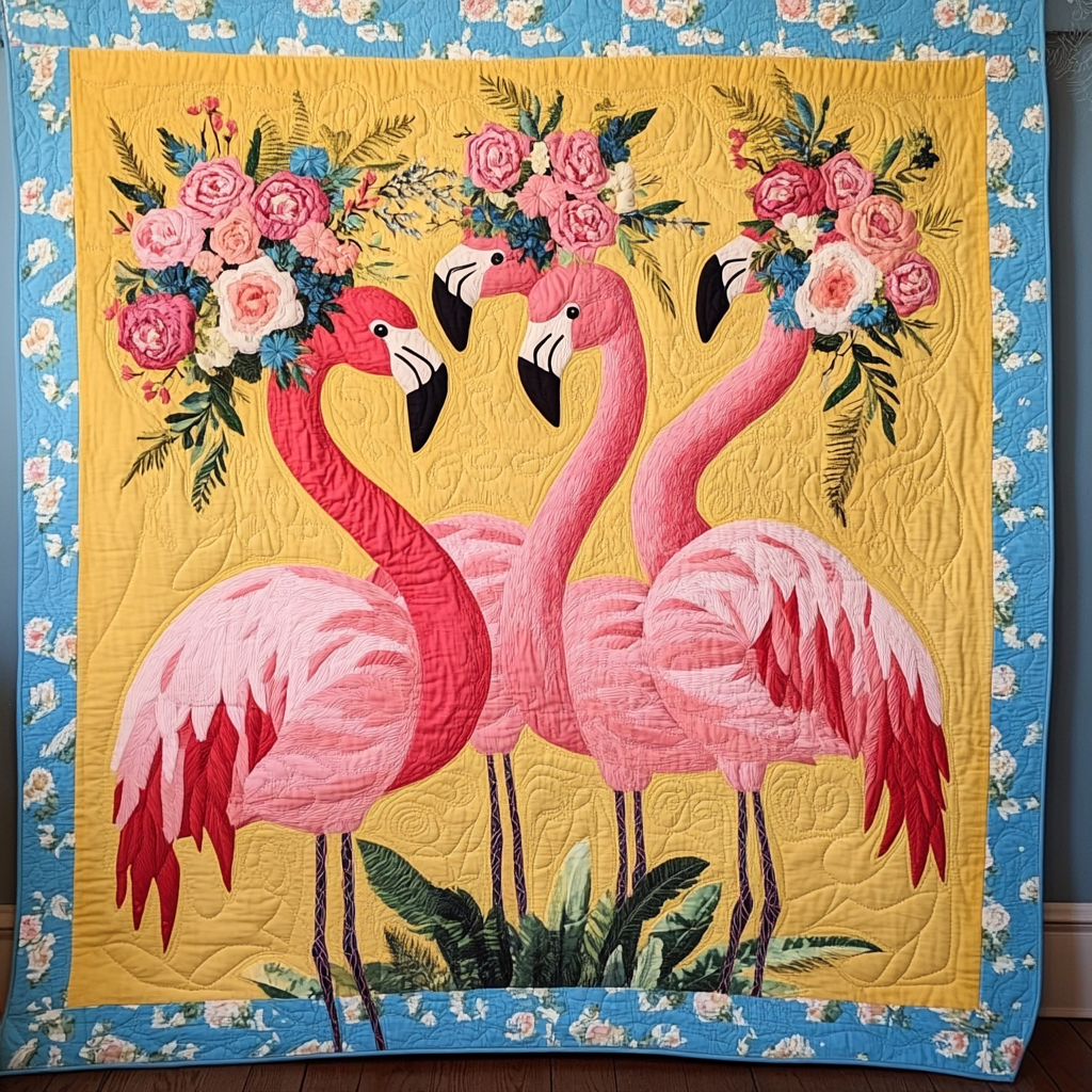 Flamingo Frolic Quilted Blanket NCU0DK439