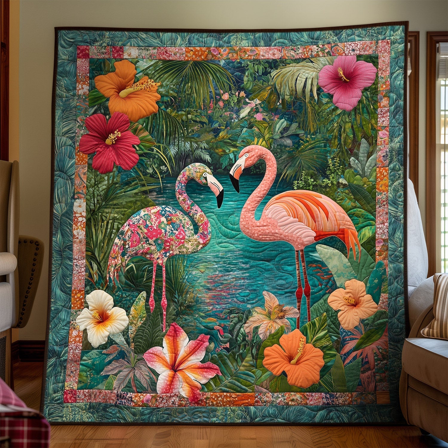 Flamingo Bliss Quilted Blanket NCU0TH1394