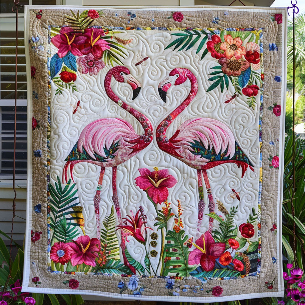 Flamingo Bouquet Quilted Blanket NCU0PT458