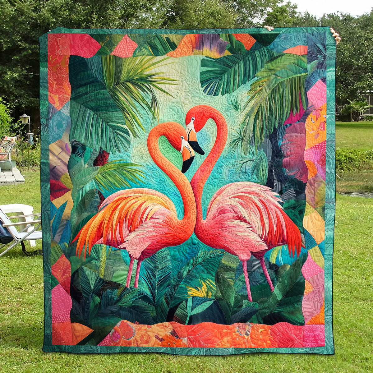 Flamingo Charm Quilted Blanket NCU0TL854