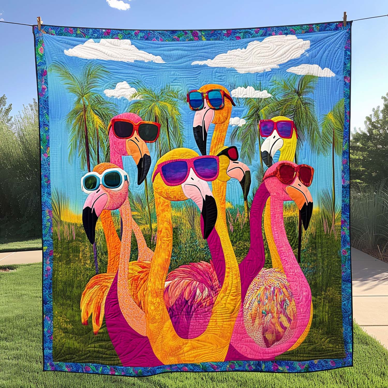 Flamingo Dance Quilted Blanket NCU0NT315