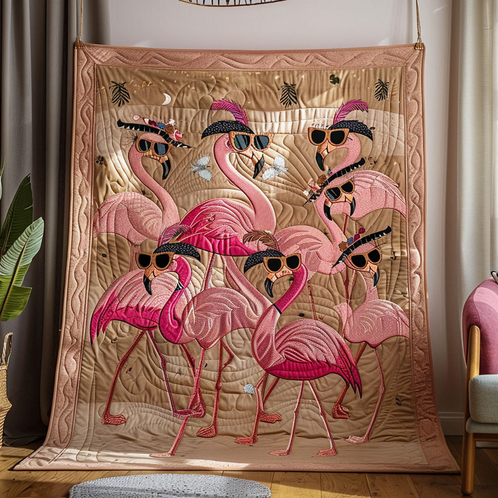 Flamingo Dance Quilted Blanket NCU0PT462