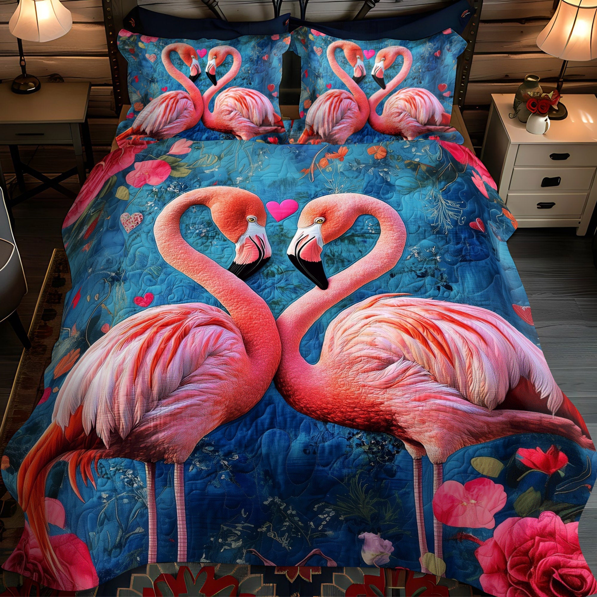 Flamingo Fiesta 3-Piece Quilted Bedding Set NCU0TL874