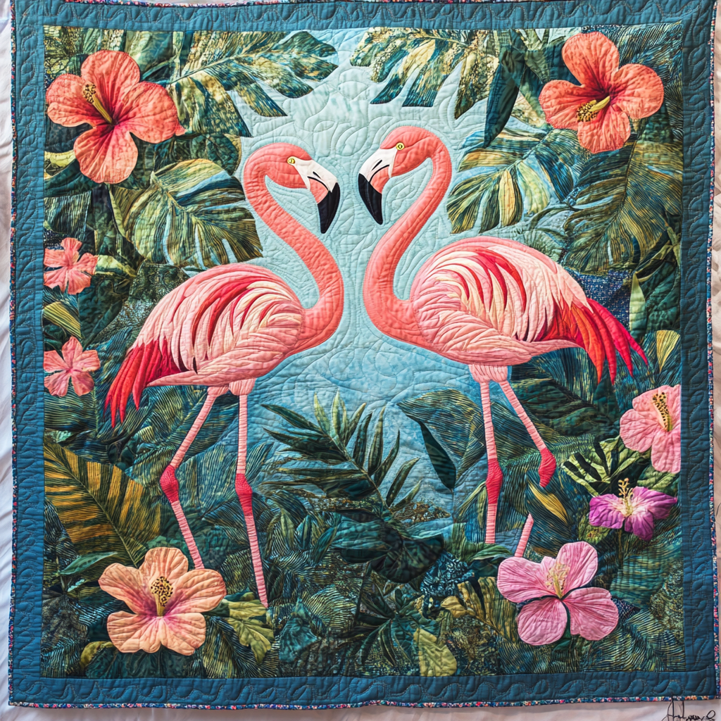 Flamingo Fiesta Quilted Blanket NCU0DK674