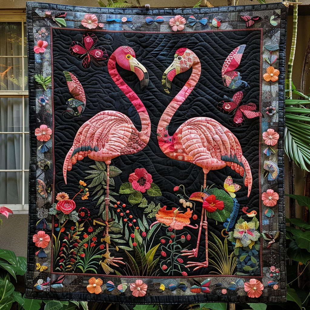 Flamingo Garden Quilted Blanket NCU0PT457