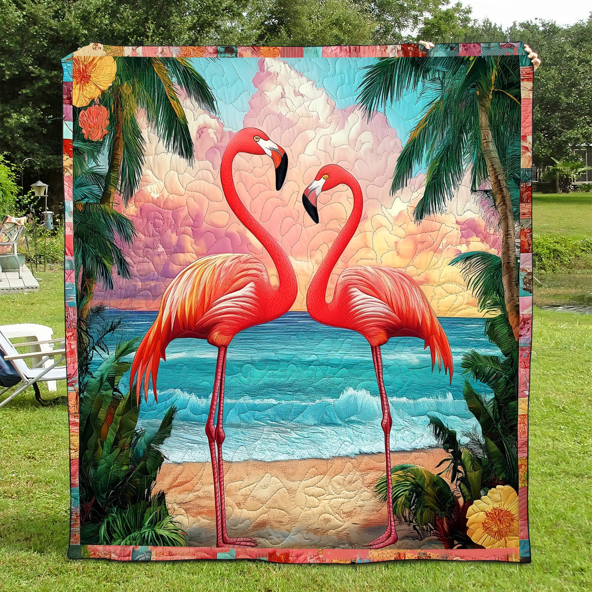 Flamingo Glam Quilted Blanket NCU0TL850