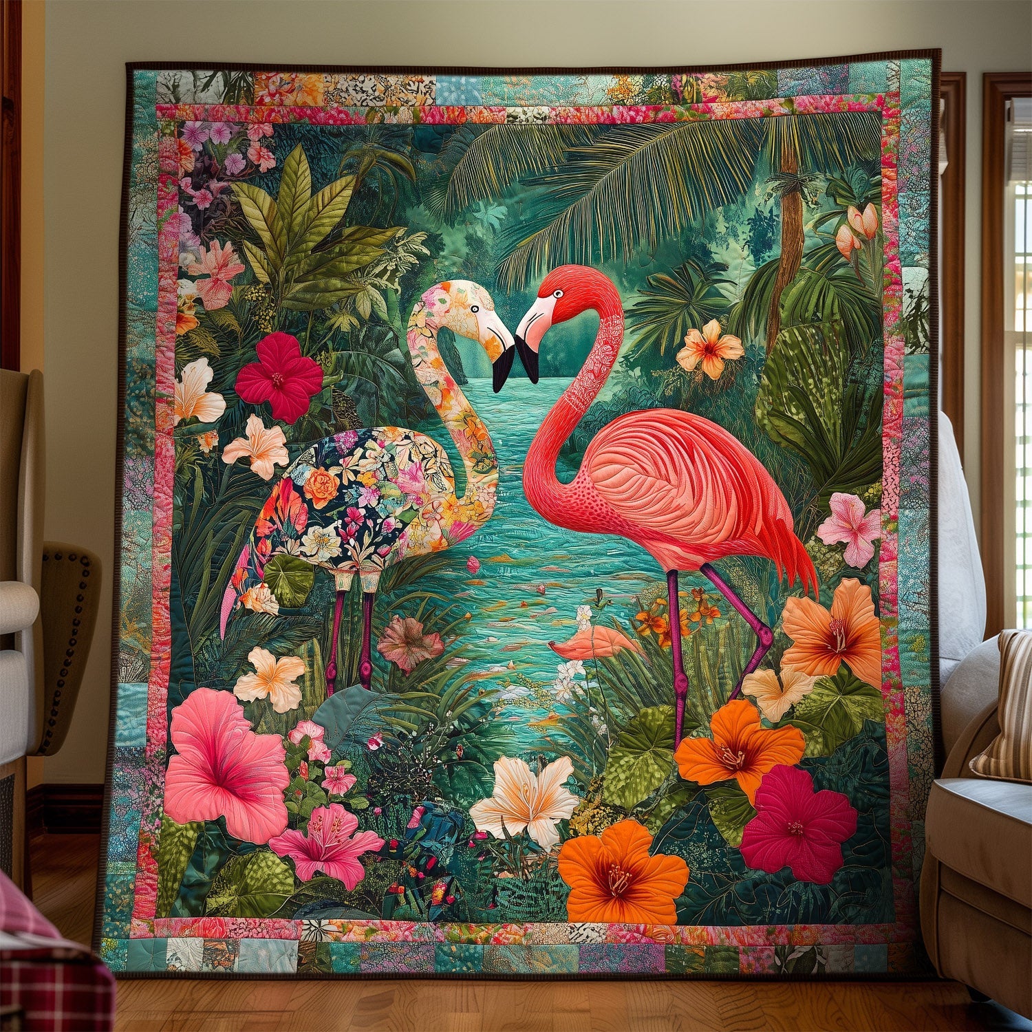 Flamingo Haven Quilted Blanket NCU0TH1393