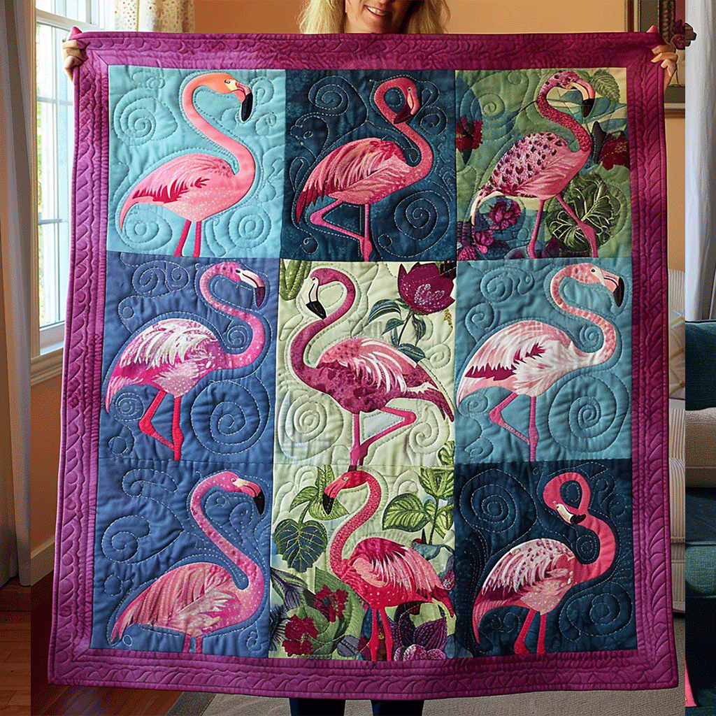 Flamingo Lagoon Quilted Blanket NCU0TL718