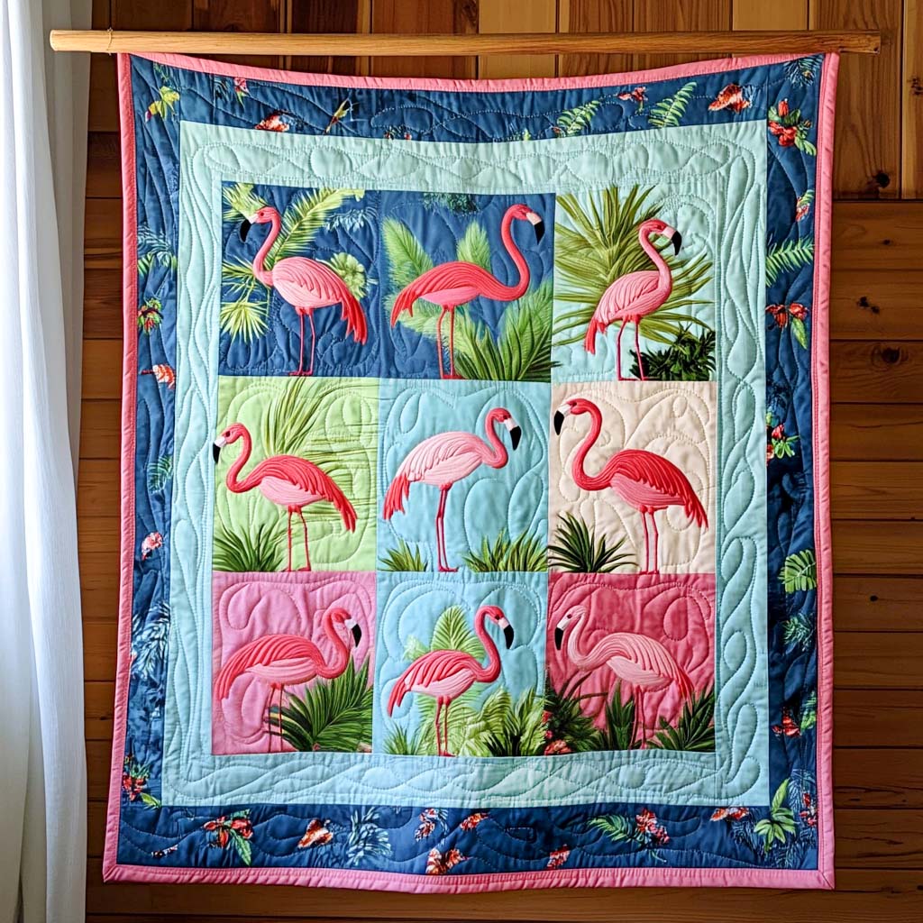 Flamingo Oasis Quilted Blanket NCU0NT321