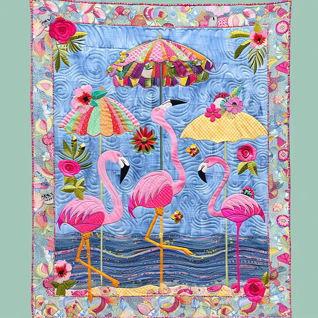 Flamingo Oasis Quilted Blanket NCU0TL722