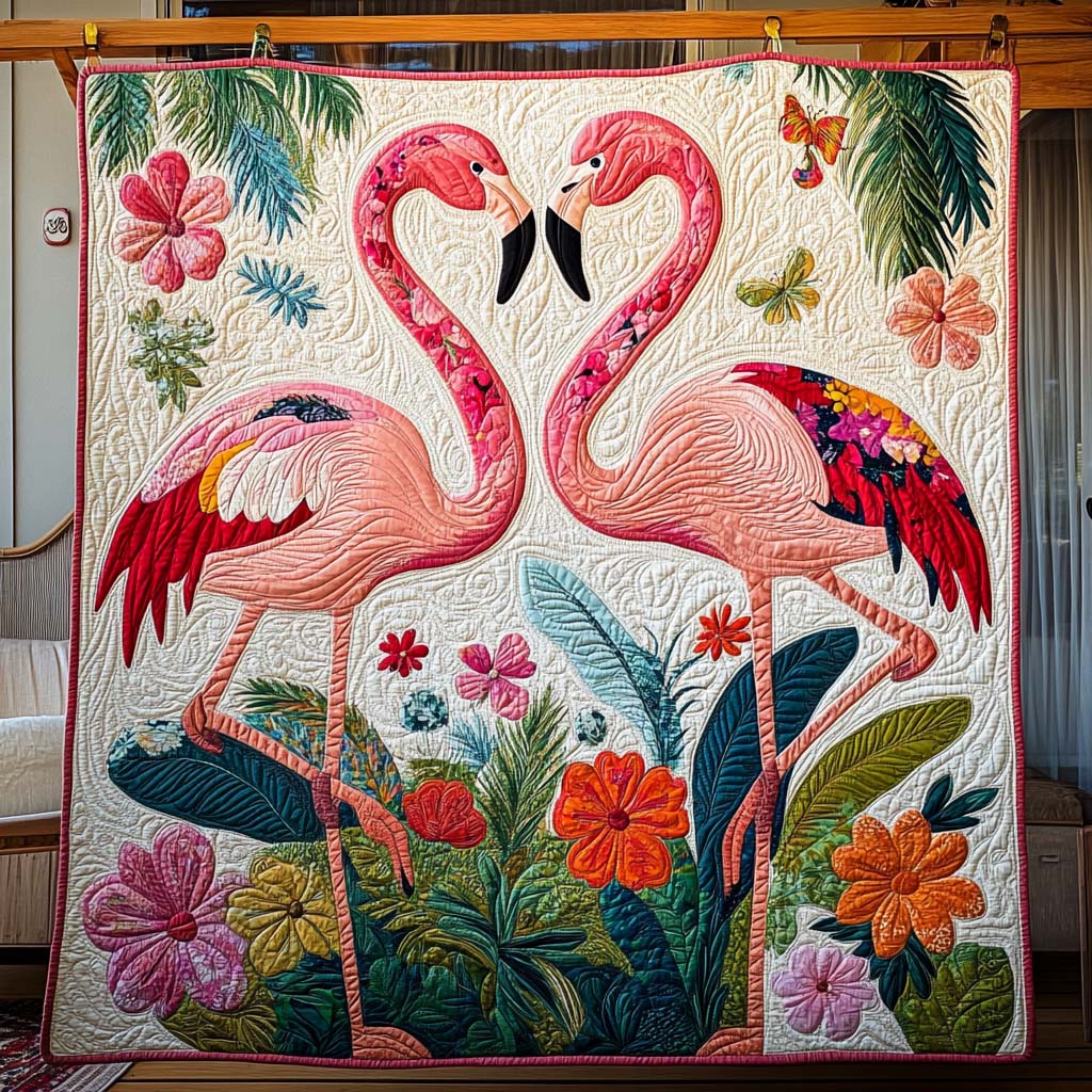 Flamingo Paradise Quilted Blanket NCU0NT322