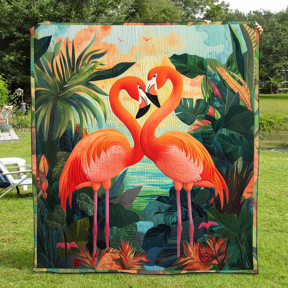 Flamingo Party Quilted Blanket NCU0TL851