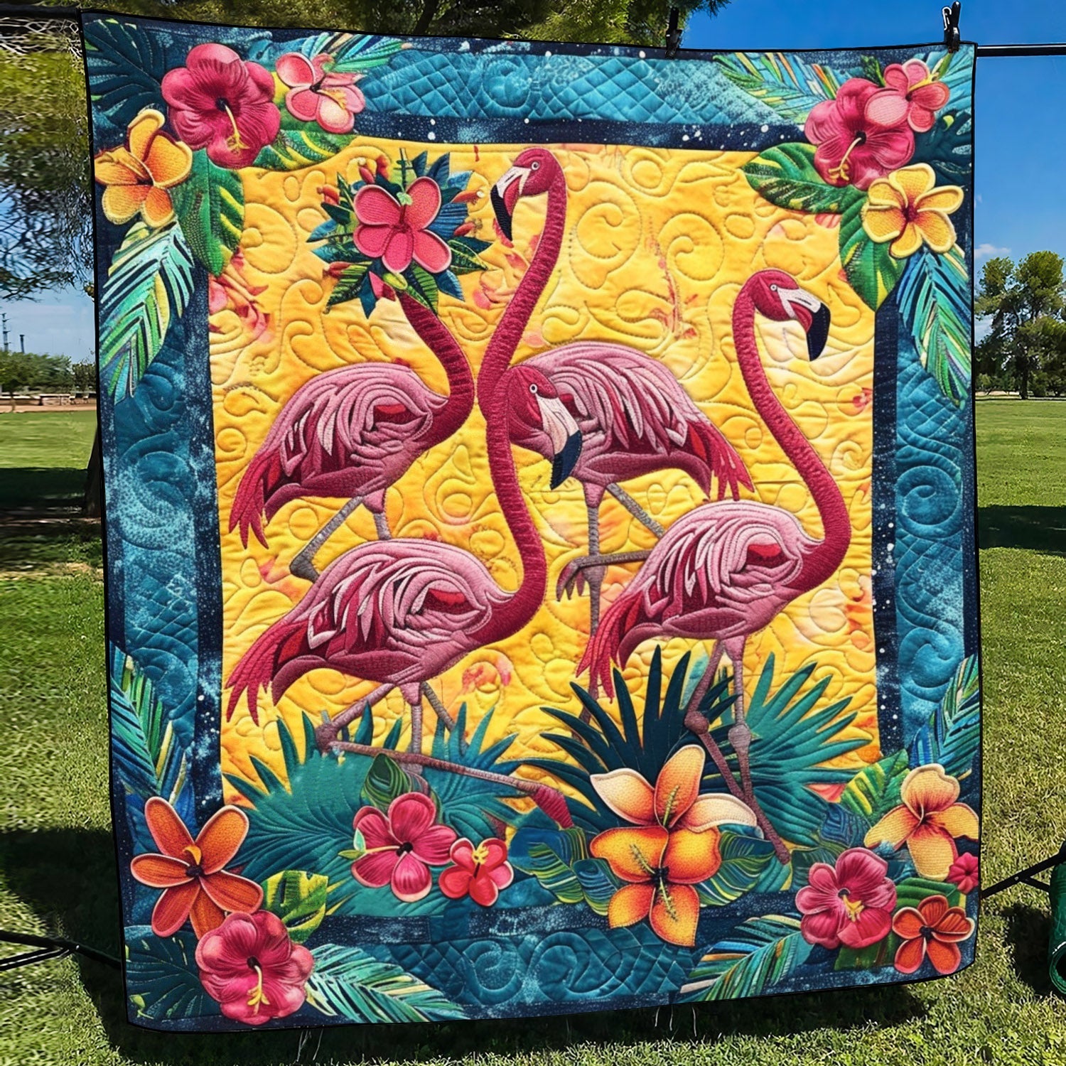 Flamingo Reverie Quilted Blanket NCU0TL732