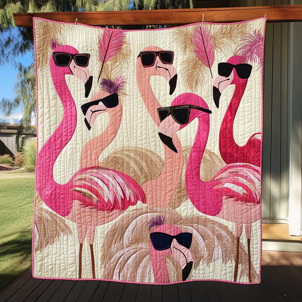 Flamingo Serenade Quilted Blanket NCU0NT323