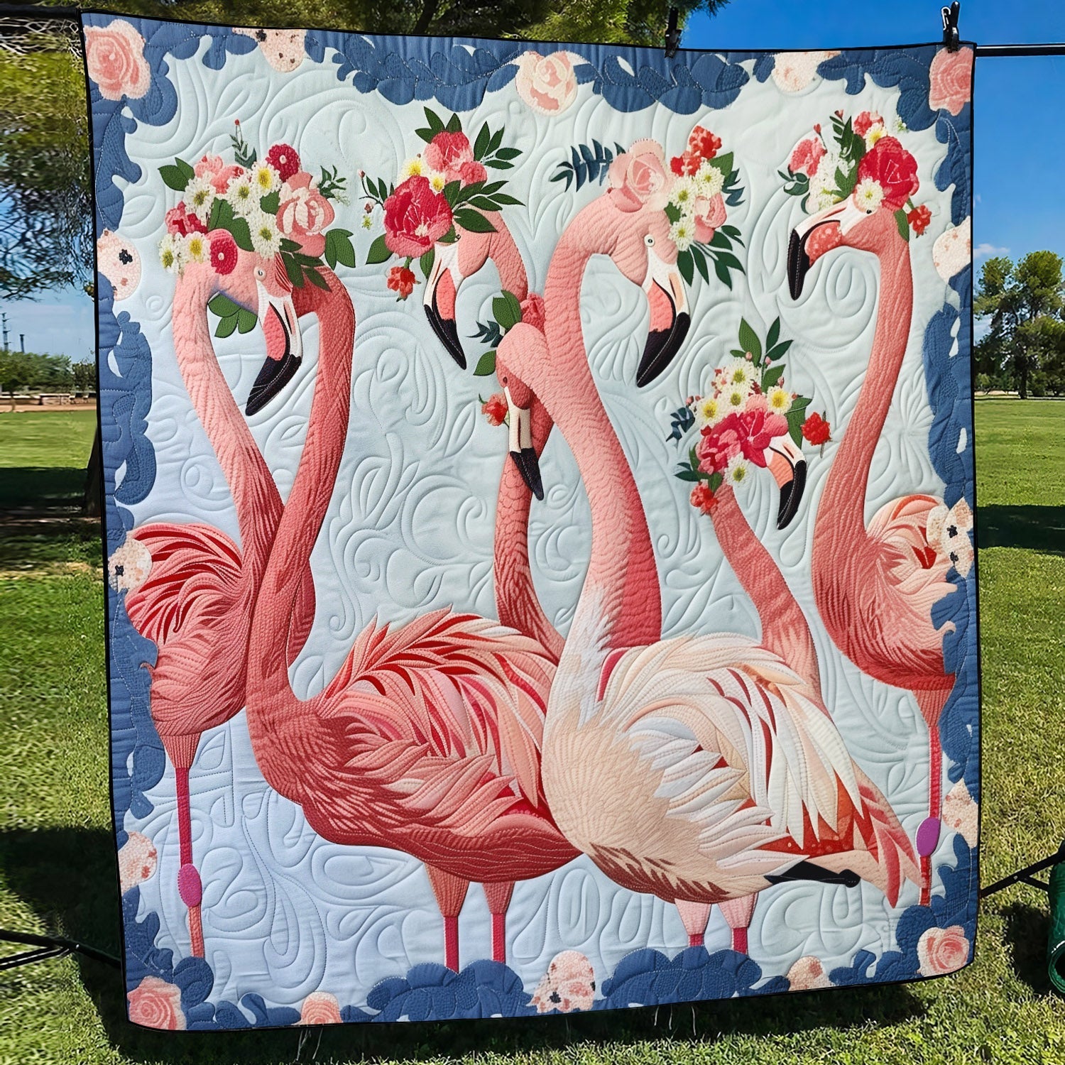 Flamingo Serenade Quilted Blanket NCU0TL740