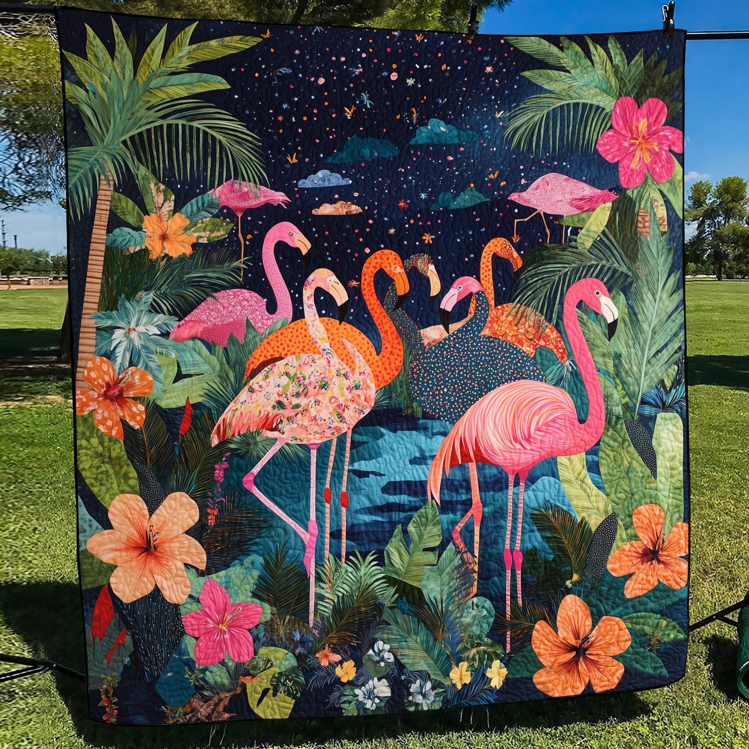 Flamingo Squad Quilted Blanket NCU0TH1399