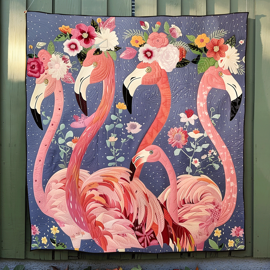 Flamingo Sunshine Quilted Blanket NCU0TL749