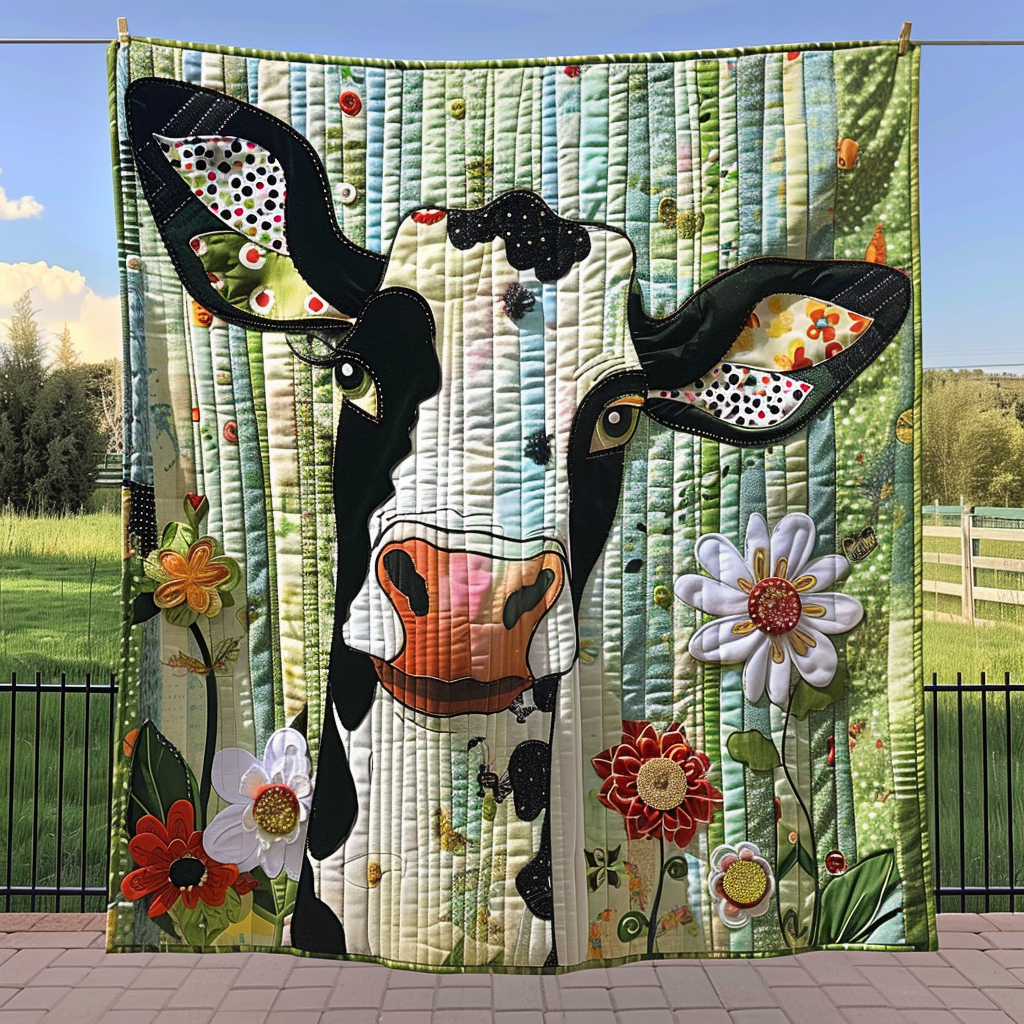 Floral Cow Quilted Blanket NCU0NT062