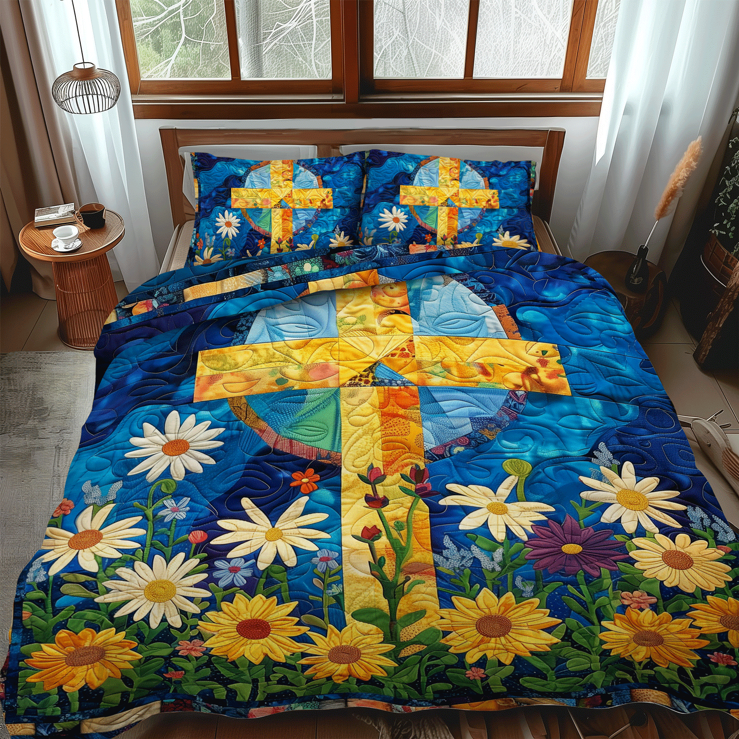 Floral Faith 3-Piece Quilted Bedding Set NCU0TH983