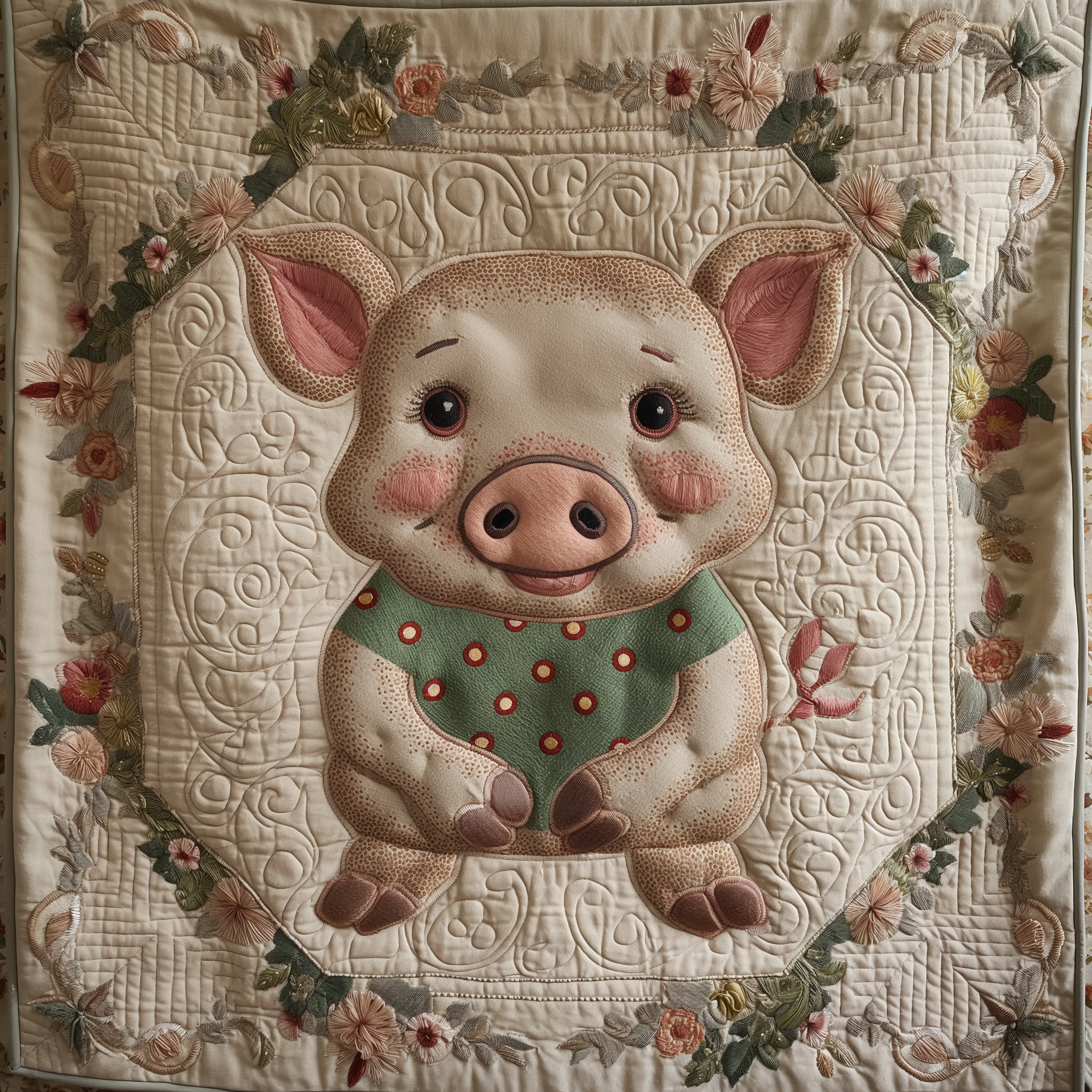 Floral Piggy Quilted Blanket NCU0TL273