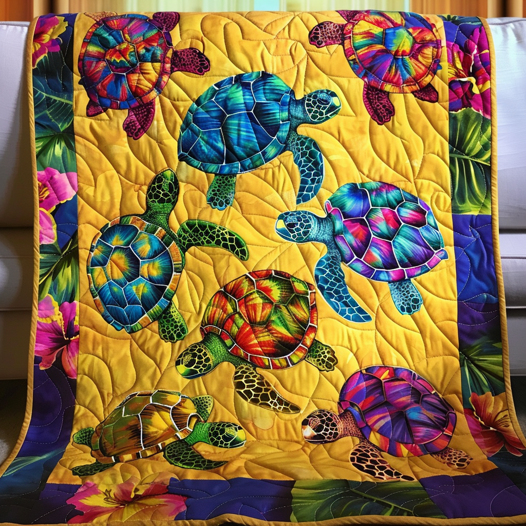 Floral Turtle Paradise Quilted Blanket NCU0DV011