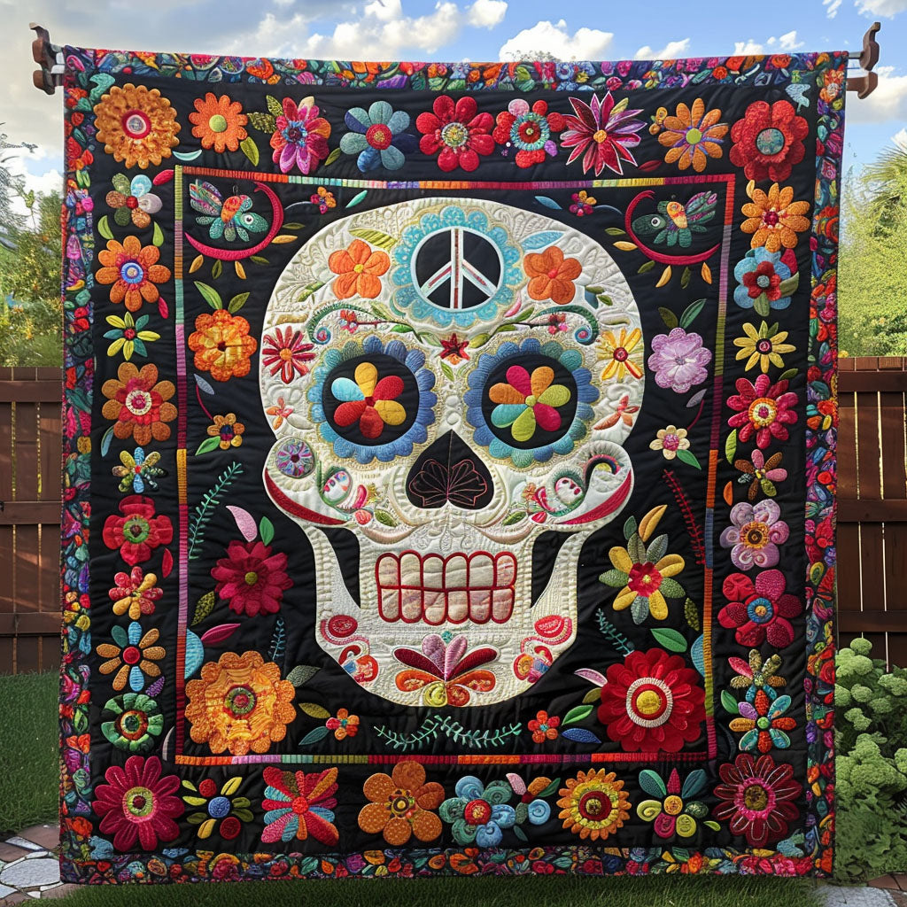 Floral Boho Skeleton Quilted Blanket NCU0PT470