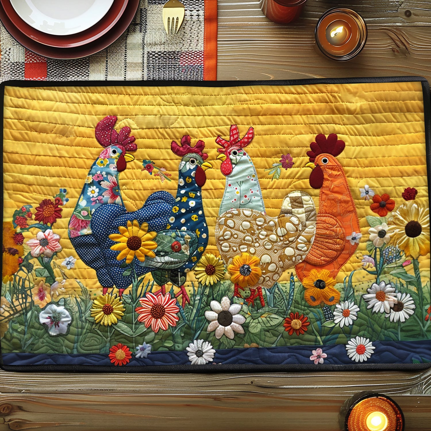 Floral Flock Quilted Place Mat NCU0TL227